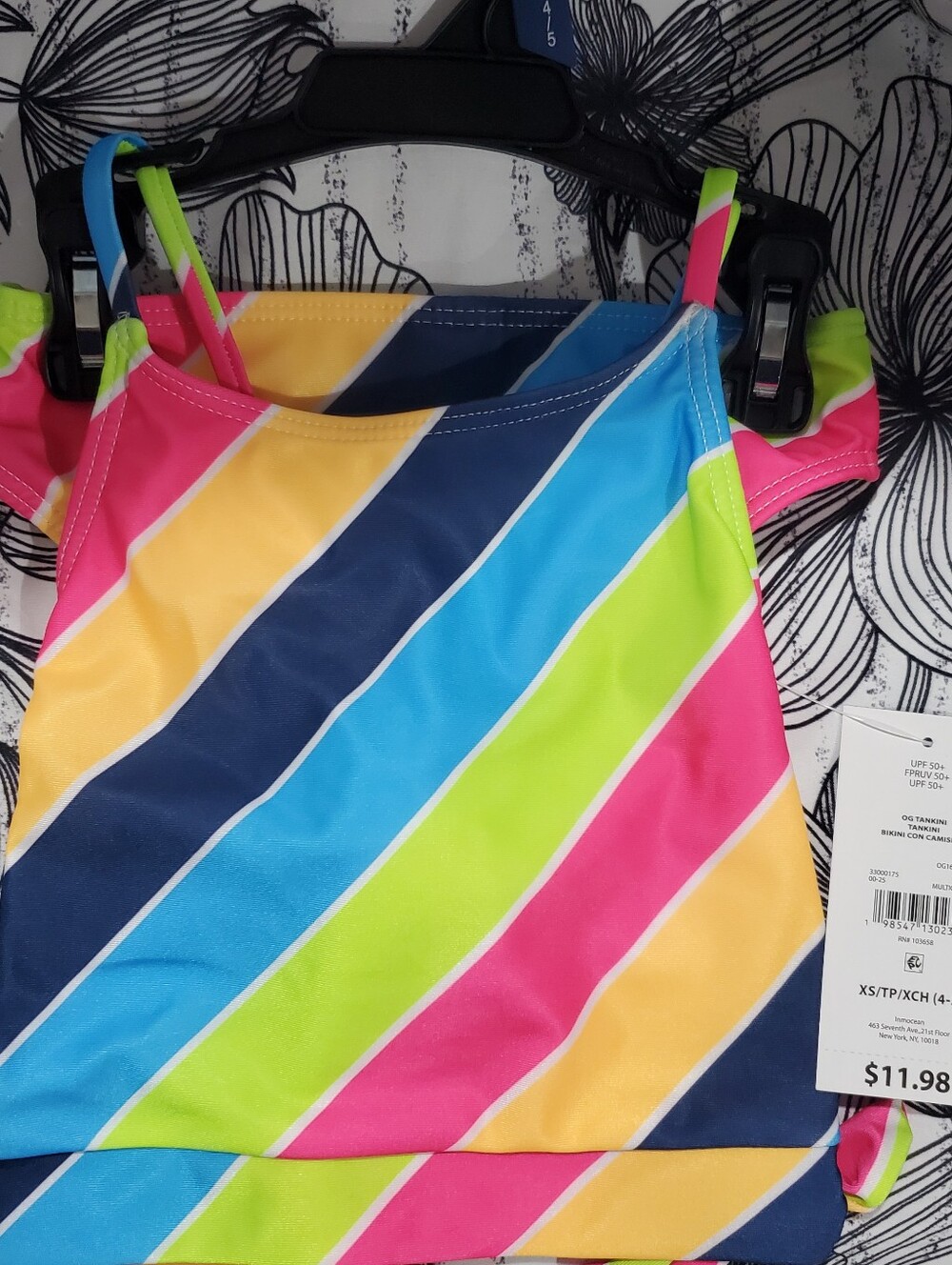 Kids Swim Tankini Top And Bottom - Bright Multi-Stripe